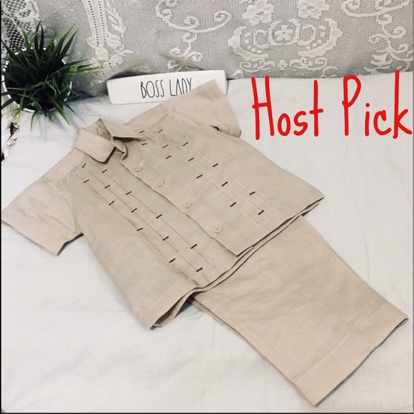Kids Linen suit Guayabera style shirt and pants - Picture 1 of 8